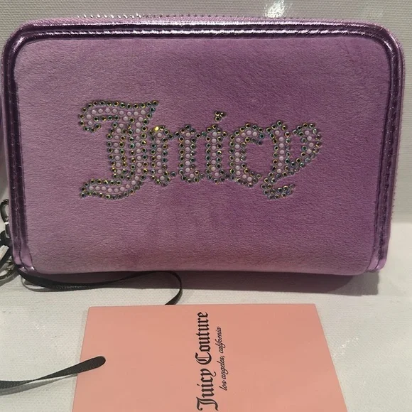 NWT Juicy Couture String of Pearl Double Zip Around Medium wallet. - Picture 3 of 10